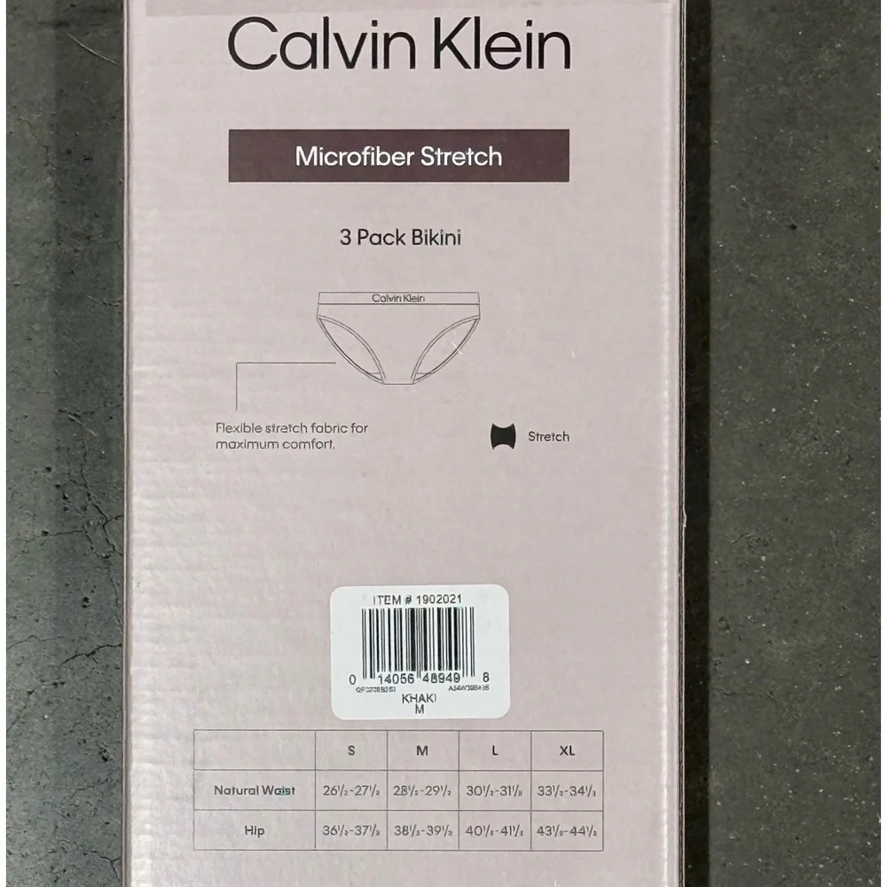 Calvin Klein Bikini Panties S 4-6 3-pack Microfiber Stretch Black Coral Tan NEW